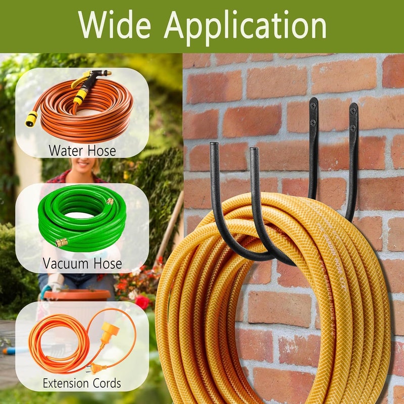Lifyzoon Garden Hose Holders Mount: Wall Mount Garden Hose Hangers for Outside - 4 Pcs Rust-Proof Water Hose Racks Hanging Hooks for Outside Expandable Hose - Image 4